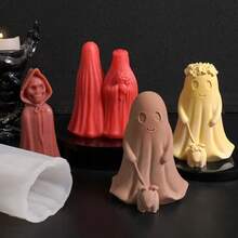 Khuôn làm nến hình cô dâu chú rể ma quỷ Halloween, khuôn silicon làm giá đỡ nến hình váy cưới, búp bê ma, bộ xương, phù thủy. - bóng ma - Xem 4