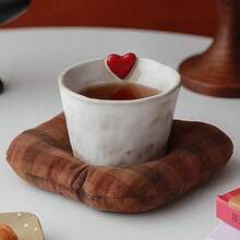 Bộ tách trà và đĩa lót bằng gốm hình trái tim 3D, cốc hình trái tim bất đối xứng 3D thủ công, tách trà chiều bằng gốm nung, bộ tách cà phê và đĩa lót dành cho cặp đôi, quà tặng ngày Valentine/đám cưới, tách latte, tách ăn sáng, tách gốm. - Nhiều màu - Xem 3