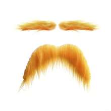 Adult Yellow Mustache And Eyebrows Halloween Fake Beard Novelty Cosplay Costume Accessories Funny Party - Yellow - 查看 3