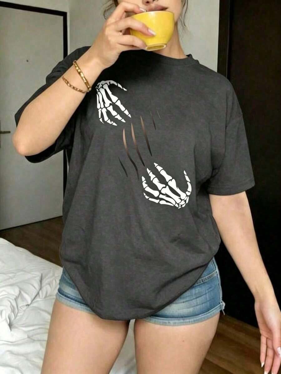 ¡Novedad! Blusa de manga corta para mujer, diseño liso, ideal para estar en casa o para uso casual. Oferta por tiempo limitado. Preciosa blusa, cómoda y de largo regular. Lavable a máquina. - Blanco - Ver 1