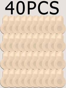 100pcs Plus Size 8cm Self-Adhesive Invisible Nipple Covers, Breathable Thin Breast Petals For Women, Summer, Vacationcore - Khaki - View 10