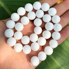 Hạt tròn bằng gốm sứ trắng, bề mặt nhẵn, kích thước 4/6/8/10/12mm, dùng để tự làm vòng tay và trang sức. - trắng - Xem 10