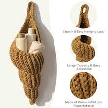 Yungyan - Juego de 4 cestas colgantes de frutas y verduras para colgar en la pared, para cocina, tela a mano, frutas, patata, cebolla, ajo, verduras, caracola para el hogar, bolsas de almacenamiento - como en la foto - Ver 4