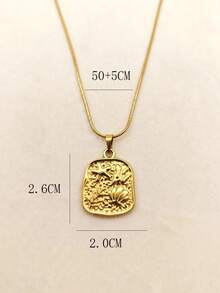 1 chiếc vòng cổ mặt dây chuyền hình vỏ sò/sao biển vuông bằng thép không gỉ mạ vàng 18K kiểu dáng đại dương tự nhiên, unisex, thời trang sang trọng cho kỳ nghỉ biển. - Vàng - Xem 8