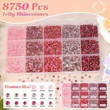 6500 viên đá giả kim cương màu hồng bằng nhựa, đá giả kim cương mặt phẳng 3/4/5mm dùng cho đồ thủ công, thích hợp để trang trí cốc, ly, chai lọ, quần áo, giày dép và các vật dụng nghệ thuật khác. - 5 màu 15 ô lưới - Xem 3