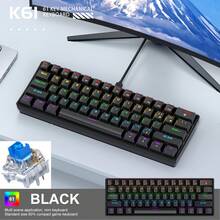 APAYADO K61 有线机械键盘，紧凑型 60% 布局，符合人体工学设计，RGB 背光，适合办公和游戏玩家，附带 Type-C 连接线 - 查看 13
