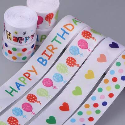 5 Yards/Roll 2.5cm Polyester Digital Printed Cartoon Ribbon, Suitable For Children's Day Activities, Cakes, Balloons, Wall Decor, School Events, Gift Packaging, Hair Accessories DIY