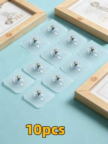 2pcs/10pcs Picture Frame & Wall Decor Hanging Hooks, Screw-Free Wall Hooks, Home Organization Hooks - Transparent - View 9