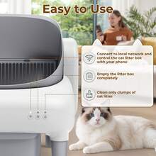 Self-Cleaning Cat Litter Box , Open-Top Automatic Cat Litter Box With Safety Protection, App Control, Odor-Free, Safety Sensors Protection, Odor Control Includes 2 Roll Liners,Large Waste Bin, Cream White,Gift For Cat Owners - View 5