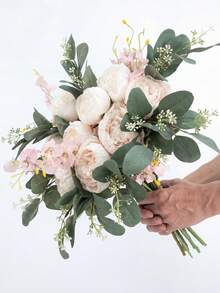 4 ramas de limón, adecuadas para decoración de primavera, escaparate, sala de estar, dormitorio, baño, cocina, boda, vacaciones, decoración de mesa interior - Peonía de eucalipto - 4 unidades - Ver 5