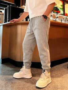 Men's Spring/Autumn Casual Sports Pants With Loose Cuffed Design, Good Drape, Suitable For Indoor And Outdoor Wear - Light Grey - View 10