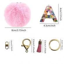 1 pieza Lindo llavero con letra mayúscula para mujer con bola rosa, borla, colgante con corazón brillante, perfecto como regalo para mejores amigas, accesorios para automóvil, dije para bolso, regalos escolares, góticos, Y2K, para madre, padre, graduación y maestros - Rosa - Ver 4