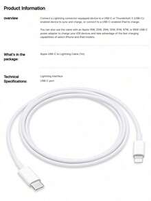1m Apple USB-C To Lightning Data Cable - White - View 5