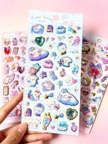 New Style Sweet Heart & Magic Wand Stickers, 3D Glitter Bubble Stickers, Cute Decals For Water Bottle, Laptop, Journaling - Multiple Colors (style/packaging Random) - View 5