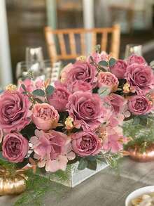1pc Artificial Peony Hydrangea Bouquet, Faux Flower Plant Decor For Spring/Autumn Wedding, Valentine's Day/Mother's Day/Father's Day/Holiday Birthday/Party Accessories/Wedding/Room/Home/Kitchen/Bedroom/Living Room/Dining Table Decoration/Bridal Bouquet/Outdoor Garden Decoration - Bean Paste Color - View 8