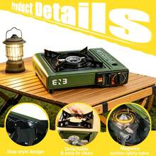 Portable Butane Stove, Compact Outdoor Camping Burner With A Carrying Case And Windproof Design, And Fuel-Efficient Performance. An Outdoor Camping Stove Set Ideal For Cooking, Hiking, Survival Gear, And Emergencies. - 紅色 - 查看 8