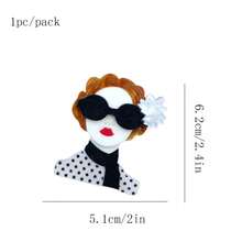 1pc White Textured Girl Acrylic Brooch, 1pc Purple Girl Acrylic Brooch, 1pc Yellow Hair Girl Acrylic Brooch, Suitable For Clothes, Bags, Hats, Accessories - A - View 8