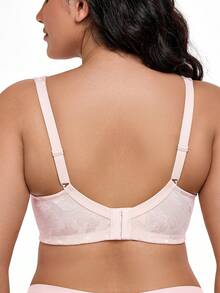WINGSLOVE Plus Size Shaping Bra, Wireless Wide Strap, Soft & Comfortable Jacquard Fabric, Full Coverage Unpadded, For Daily Wear - Pink - View 8