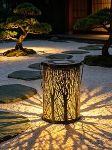 1 pezzo Lanterna solare da esterno appesa, luce decorativa a LED in metallo, lampada da tavolo impermeabile per giardino, patio, cortile, decorazioni per feste, design traforato - Multicolore - Visualizzare 3