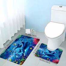Alfombra de baño con diseño de delfín azul soñador, antideslizante, alfombra de piso para inodoro, alfombra antifatiga con forma de U, cómoda alfombra para estar de pie, decoración del hogar - Multicolor - Ver 6