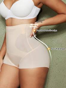 1pc Women's Waist Trainer, Stomach Compress, Butt Lift, Shapewear Bottoms - Apricot - View 4