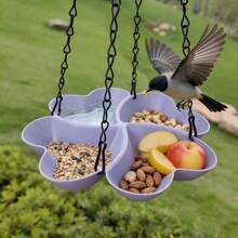 1pc Hanging Bird Feeder/Waterer - 3 Chains, Durable Plastic Material, Multifunctional For Parrots And Hummingbirds, Decorative Bird Feeding Station With Sturdy Hook, Battery-Free, Suitable For Outdoor Use - one-size - View 7