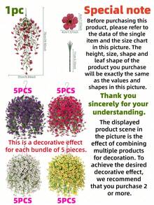 1件人造紫色藤蔓花卉装饰，包含逼真的桉树叶和紫色牵牛花，适用于婚礼、家居、办公室、花园装饰、生日、周年纪念、节日、毕业典礼等场合，四季皆宜，抗紫外线。 - 彩色 - 查看 7