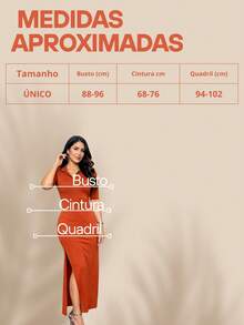 Lightweight Long Dress, Short Sleeve Polo Collar, Elegant Side Slit, Wedding Season, Sexy Style, Solid Colors For Party, Vacation - 鏽棕色 - 查看 4