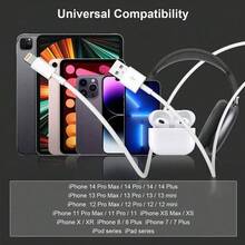 3.3Ft/6.6Ft Fast Charging Data Cable USB To Lightning, High-Efficiency Data Transfer & Quick Charging Cable Compatible With Apple 14/13/12/11/XR/Xs Max/8/7 Plus/SE/IPod Charger Accessories - White - View 7