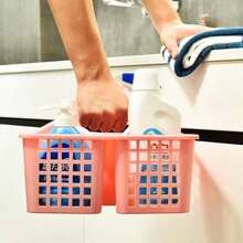 Plastic Shower Caddy Basket With Compartments Portable Divided Cleaning Supply Storage Organizer With Handle For College Dorm Bathroom - Pink - Hồng - Xem 4