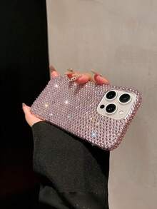 Sequins,Rhinestone New Luxury Bling Rhinestone Phone Case Compatible With IPhone 17 Pro Max/17 Pro/17, 16 Pro Max/16 Pro/16, 15 Pro Max/15 Pro/15, 14 Pro Max/13/11/12, Fashionable And Glamorous Phone Cover - Pink - View 3