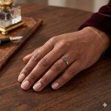 Stainless Steel Silver Solitaire/Stacking Ring With Colored Zirconia Stone, 4mm, For Graduation Or Debutante Parties. - Màu xanh lam - Xem 1