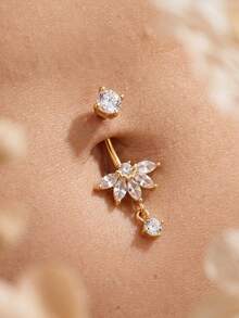 1 chiếc khuyên rốn hình trăng khuyết bằng thép không gỉ đính đá Zirconia sáng bóng, trang sức xỏ rốn gợi cảm thích hợp đeo hàng ngày và trong các dịp lễ hội. - Đầu hình quạt + bốn móng vuốt - Xem 1