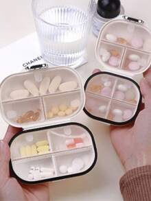 Mini Portable Pillbox For Repackaging And Sealing Medications, Travel-Friendly Storage Box, Small Household Storage Box, Dustproof And Waterproof Storage Box. - 奶白色-大號 - 查看 5