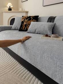 1pc Comfortable Chenille Sofa Cushion Cover, All-Season Modern Minimalist Non-Slip Sofa Seat Protector, Dust-Proof And Washable Sofa Slipcover, Fashionable Soft And Fade-Resistant, Pet-Friendly, Suitable For Bedroom, Office, Living Room Combination Furniture, L-Shaped Sofa And 1/2/3/4-Seat Sofa - Grey - View 6