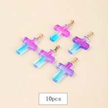 10 chiếc mặt dây chuyền hình thánh giá bằng thủy tinh pha lê óng ánh 25*18mm để tự làm vòng cổ và bông tai. - mặt dây chuyền chéo - Xem 12