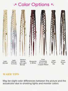 2pcs/Set 20-Inch Bohemian Style Braided Hair Extensions, 8-Strand Ombre Color Braids With Turquoise Beads, Festival Party Hair Accessories For Women - 彩色 - 查看 5