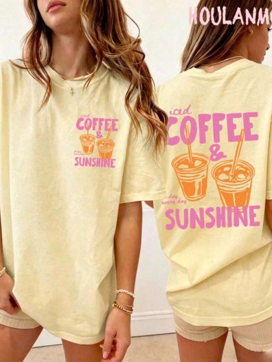Tropicoqueta OutfitsFort Worth, Texas East. 1849 Cowboy Horse Desert Landscape Graphic T-Shirt - Casual Crew Neck Cotton Tees, Summer Breathable, Per - 黃色 - 查看 1