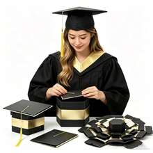 1 Set Caja de regalo de gorra de graduación/Tema de ceremonia de graduación/Caja de regalo de gorra de graduación hexagonal/Se puede usar como caja de regalo sorpresa para fiestas de graduación escolar/Caja de regalo de fiesta de graduación familiar/Caja de regalo de gorra de graduación expandible de varias capas para tomar fotos/Regalo/Almacenamiento/Caja de regalo de gorra de graduación/Caja de regalo sorpresa de aniversario de graduación - Ver 8