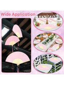 1pc Pink Hand Fan, Lightweight Blank Fan, Suitable For Wedding Favors, Bridal Shower, Summer Party, DIY Decoration, Beach Events And Keeping Guests Cool - Multiple Styles - View 3