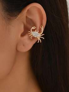 1 pièce Boucles d'oreilles clip-on pour femmes, thème océanique d'été. Motifs de vie marine : étoile de mer, coquillage, faux perle, poulpe. Convient pour la plage, les voyages, les fêtes, les accessoires de bijoux de vacances - Or jaune - Voir 2