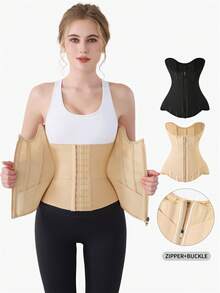 MISTHIN Steel Bone Supported Back Strengthening Women Waist Trainer Corset Tummy Control Shapewear Zipper Waist Cincher - Multicolor - View 5
