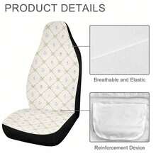 1/2 PCS Car Seat Covers,Modern Fresh Floral Bow Tie Style, Universal Auto Front Seats Protector Fits For Car, SUV Sedan, Truck - DS 1 - 查看 3