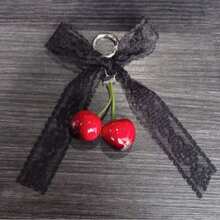 1pc Sweet Girl Red Cherry Plaid Bow Faux Pearl Bag Charm, Heart Shaped Keychain Pendant, Y2K Girly Bag Accessory, 2026 Spring/Summer New Ins Style, Ideal Gift For Girlfriend/Best Friend Accessoires Charms For Bag Teacher Gifts - Red - View 10