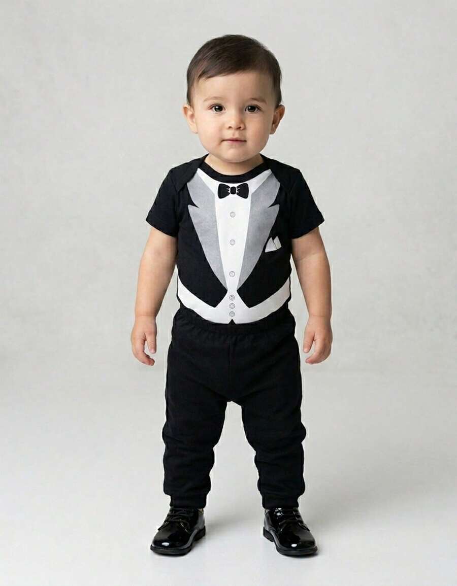Baby Boys Bodysuits - Black and White - View 1