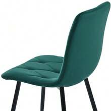 Dining Chair (4 Pieces), Dark Green, Set Of 4 Designer Upholstered Chairs, Velvet Twill Dining Chair, Kitchen Chair With Backrest, Velvet Seat, Metal Frame, Metal Legs - Dark Green - View 5