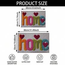 1pc Cute Heart Pattern Super Soft Microfiber Bath Mat, Non-Slip Bathroom Rug, Door Mat, Absorbent Bathroom Mat, Machine Washable, Low Pile, TPR Backing, Knitted Fabric, Suitable For Bathroom, Bedroom, Kitchen, Entryway, Indoor & Outdoor Use, Bathroom Accessory And Decor, Perfect Housewarming Gift - Multicolor - View 3
