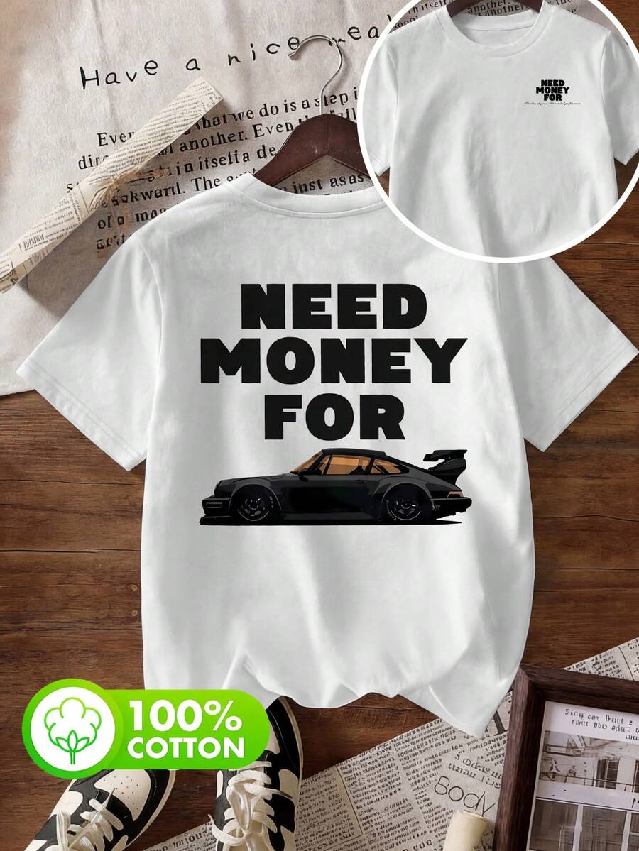 Áo thun nữ cỡ lớn, chất liệu 100% cotton, in hình câu nói hài hước và xe hơi, cổ tròn, tay ngắn, kiểu dáng đơn giản, thích hợp mặc đi chơi mùa hè. - trắng - Xem 1