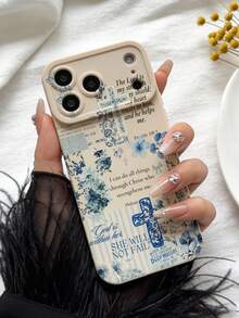 Ốp lưng điện thoại màu xanh cổ điển in hình hoa và câu Kinh Thánh, tương thích với iPhone 13/15/16/17pro/17/14/17/15pro/15 Plus/15 Promax/7plus/8plus/X/Xs Max/Xr/11pro/12pro/13pro/14pro/12mini/13mini/11promax/12promax/13promax/14promax/14plus/17pro Max/17Air/6/6s Plus/7/8/16Pro/16plus/16promax/Se2/17promax và tương thích với Samsung. Ốp bảo vệ chống rơi Cross Floral cho Galaxy/A54/A14/A12/A13/A15/A32/A33/A24/A52S/S20/S21/S22/S23/S24/S23Plus/S24ultra/S25/A15/A33/A23/A07/A17/S26/A56/A57 - Nhiều màu - Xem 3