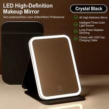 3pcs LED Makeup Mirror, Front Lighting Vanity Mirror With Storage Base, Rechargeable Touch Control Makeup Mirror With Battery, Portable Foldable Illuminated Cosmetic Mirror, Suitable For Student Dorm Daily Use - Multicolor - View 12